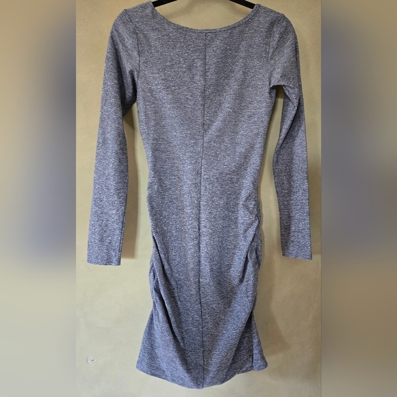Aritzia Tna | Long Sleeve Ruched Grey Chill Malibu Longsleeve Dress, Size S - Picture 3 of 8